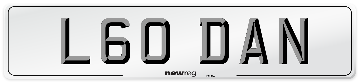L60 DAN Number Plate from New Reg